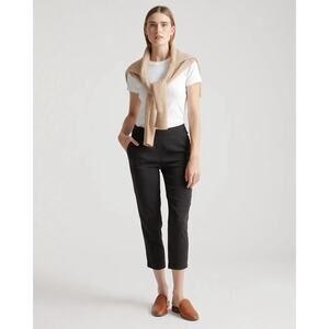 Quince Stretch Crepe Pleated Ankle Pants in Black Size 10 Gently Used Officewear